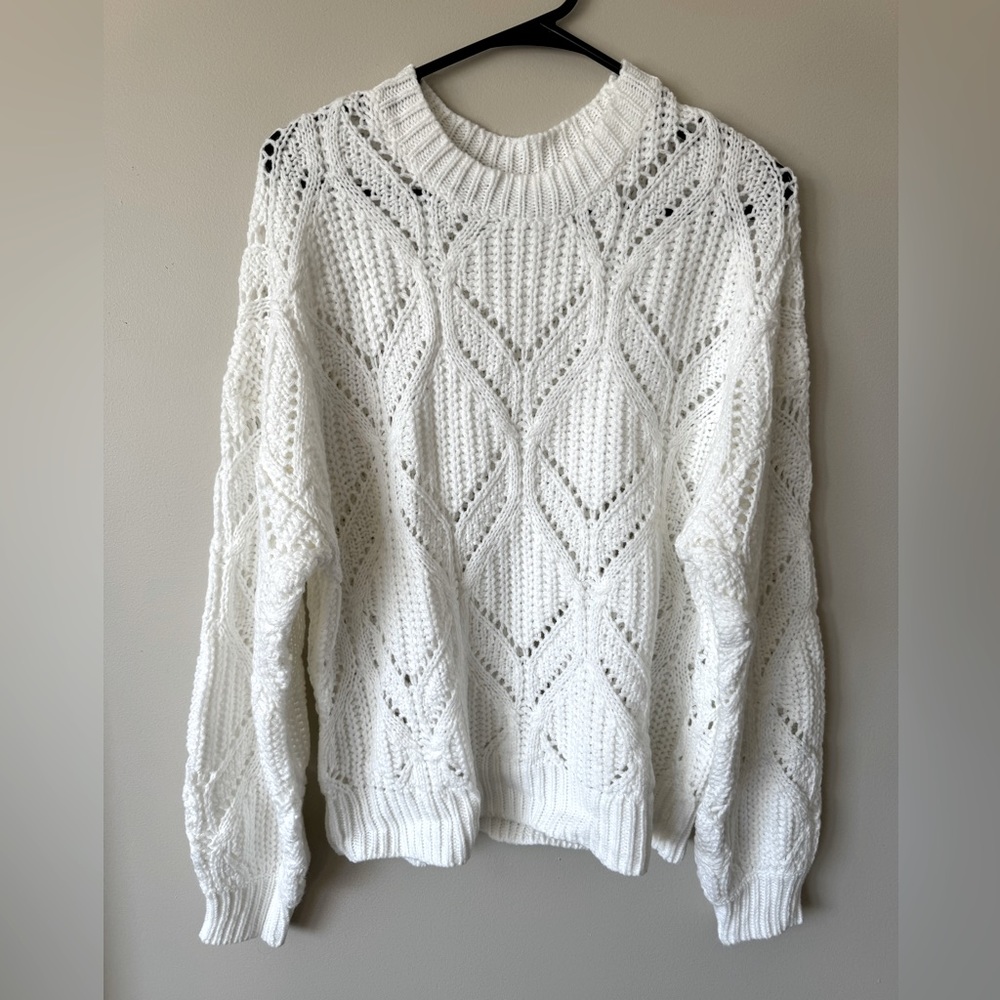 White Crochet Sweater